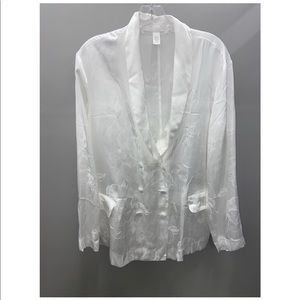 White double breasted satin blazer | size: M